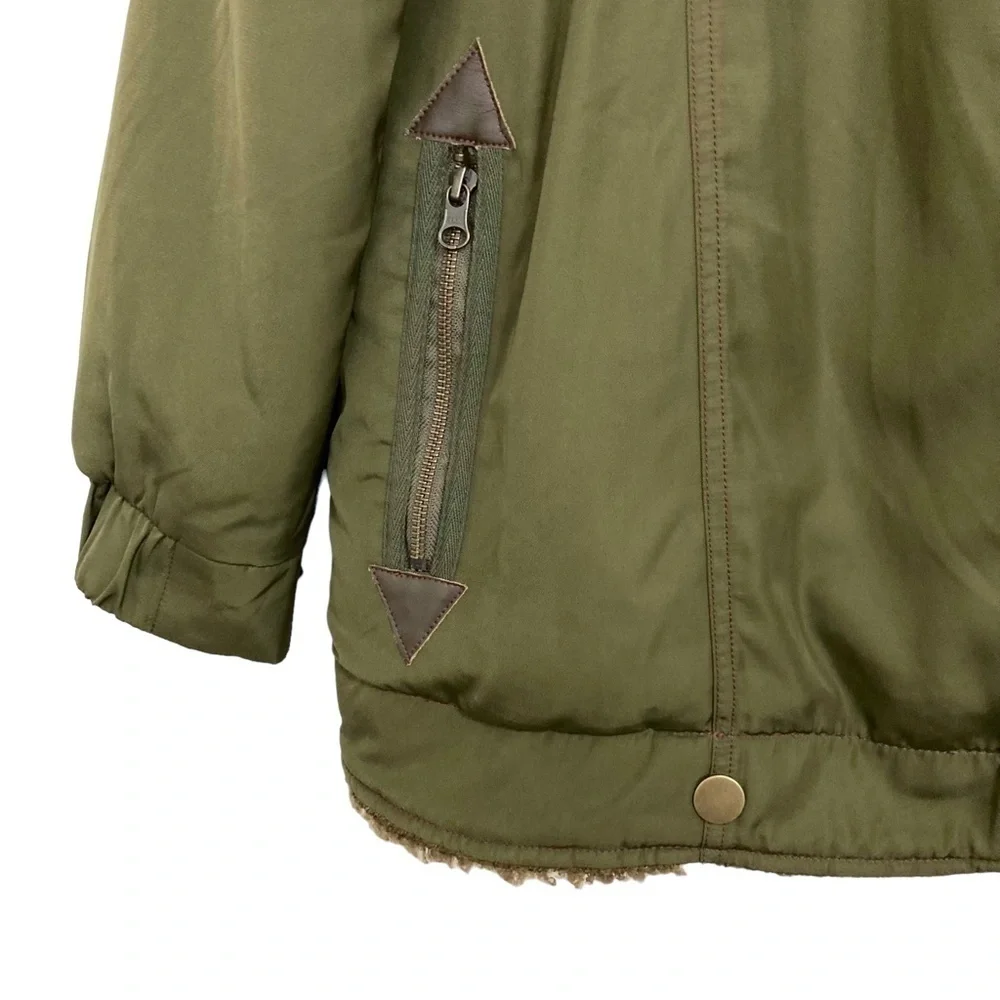 ANTHROPOLOGIE Joni Oversized Sherpa Lined Longline Moto Aviator Jacket LIKE NEW